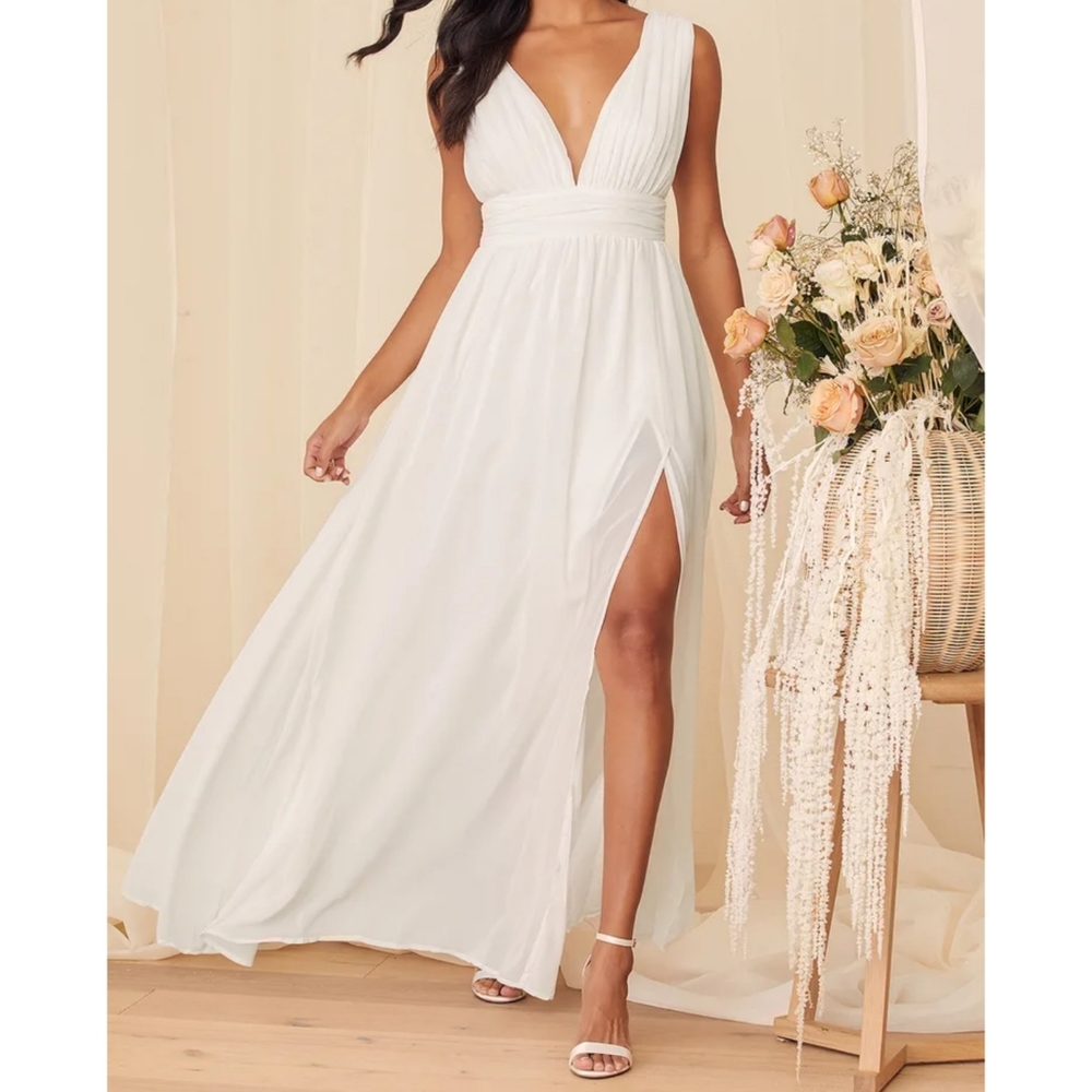 Lulu's Heavenly Hues White Maxi Dress